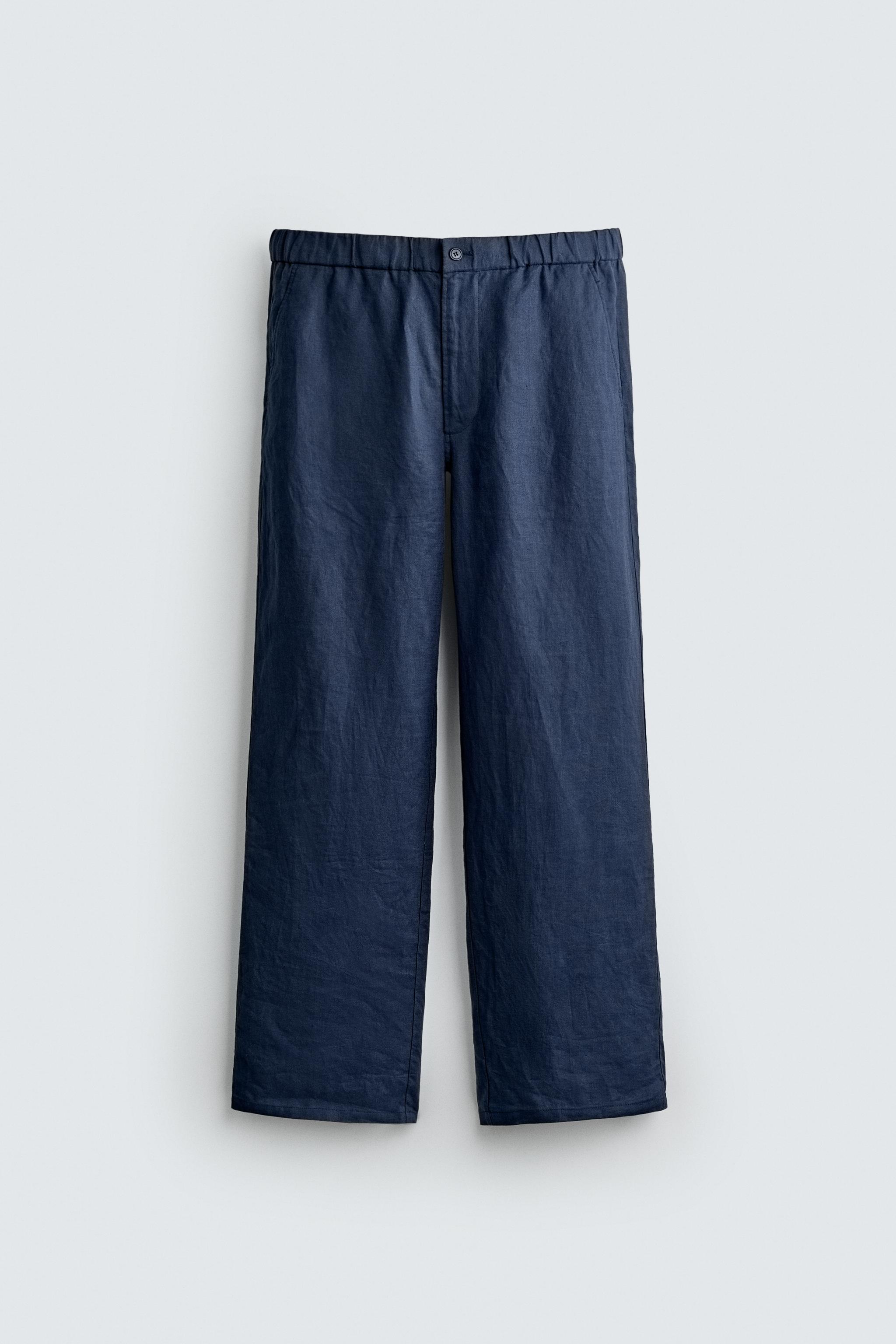 100% LINEN REGULAR FIT PANTS